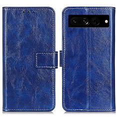 Coque Portefeuille Livre Cuir Etui Clapet K04Z pour Google Pixel 7 Pro 5G Bleu