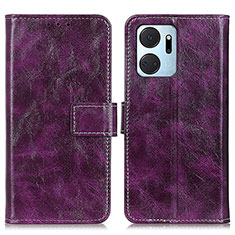 Coque Portefeuille Livre Cuir Etui Clapet K04Z pour Huawei Honor X7a Violet