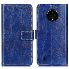 Coque Portefeuille Livre Cuir Etui Clapet K04Z pour Nokia C200 Bleu