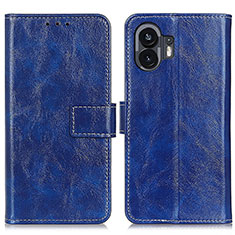 Coque Portefeuille Livre Cuir Etui Clapet K04Z pour Nothing Phone 2 Bleu