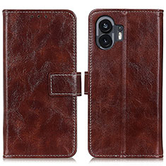 Coque Portefeuille Livre Cuir Etui Clapet K04Z pour Nothing Phone 2 Marron