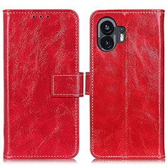 Coque Portefeuille Livre Cuir Etui Clapet K04Z pour Nothing Phone 2 Rouge