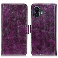 Coque Portefeuille Livre Cuir Etui Clapet K04Z pour Nothing Phone 2 Violet