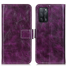 Coque Portefeuille Livre Cuir Etui Clapet K04Z pour Oppo A53s 5G Violet