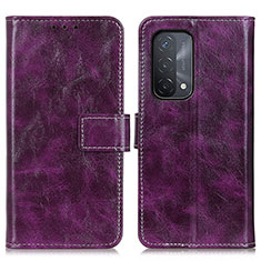 Coque Portefeuille Livre Cuir Etui Clapet K04Z pour Oppo A74 5G Violet
