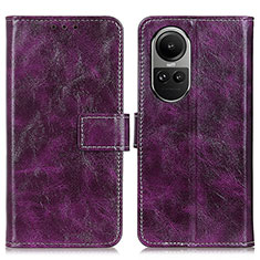 Coque Portefeuille Livre Cuir Etui Clapet K04Z pour Oppo Reno10 5G Violet