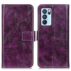 Coque Portefeuille Livre Cuir Etui Clapet K04Z pour Oppo Reno6 Pro 5G India Violet