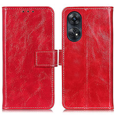 Coque Portefeuille Livre Cuir Etui Clapet K04Z pour Oppo Reno8 T 4G Rouge