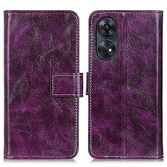 Coque Portefeuille Livre Cuir Etui Clapet K04Z pour Oppo Reno8 T 4G Violet