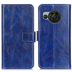 Coque Portefeuille Livre Cuir Etui Clapet K04Z pour Sharp Aquos R8 Bleu