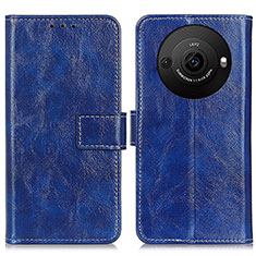 Coque Portefeuille Livre Cuir Etui Clapet K04Z pour Sharp Aquos R8 Pro Bleu