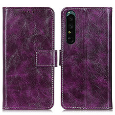 Coque Portefeuille Livre Cuir Etui Clapet K04Z pour Sony Xperia 1 IV SO-51C Violet