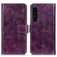 Coque Portefeuille Livre Cuir Etui Clapet K04Z pour Sony Xperia 1 IV Violet