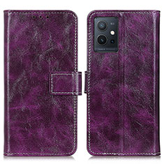 Coque Portefeuille Livre Cuir Etui Clapet K04Z pour Vivo T1 5G India Violet