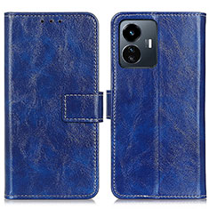 Coque Portefeuille Livre Cuir Etui Clapet K04Z pour Vivo Y77e 5G Bleu