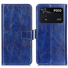 Coque Portefeuille Livre Cuir Etui Clapet K04Z pour Xiaomi Poco M4 Pro 4G Bleu