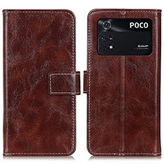 Coque Portefeuille Livre Cuir Etui Clapet K04Z pour Xiaomi Poco M4 Pro 4G Marron