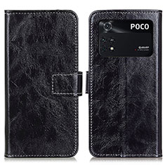 Coque Portefeuille Livre Cuir Etui Clapet K04Z pour Xiaomi Poco M4 Pro 4G Noir