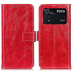 Coque Portefeuille Livre Cuir Etui Clapet K04Z pour Xiaomi Poco M4 Pro 4G Rouge