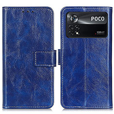 Coque Portefeuille Livre Cuir Etui Clapet K04Z pour Xiaomi Poco X4 Pro 5G Bleu