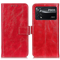 Coque Portefeuille Livre Cuir Etui Clapet K04Z pour Xiaomi Poco X4 Pro 5G Rouge