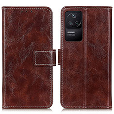 Coque Portefeuille Livre Cuir Etui Clapet K04Z pour Xiaomi Redmi K40S 5G Marron