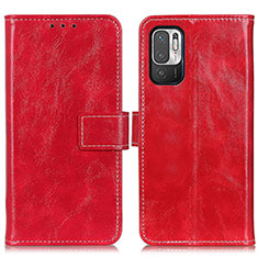 Coque Portefeuille Livre Cuir Etui Clapet K04Z pour Xiaomi Redmi Note 10T 5G Rouge