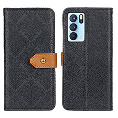 Coque Portefeuille Livre Cuir Etui Clapet K05Z pour Oppo Reno6 Pro 5G India Noir