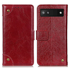 Coque Portefeuille Livre Cuir Etui Clapet K06Z pour Google Pixel 6a 5G Rouge