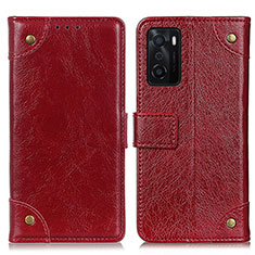 Coque Portefeuille Livre Cuir Etui Clapet K06Z pour Oppo A55S 5G Rouge