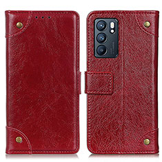 Coque Portefeuille Livre Cuir Etui Clapet K06Z pour Oppo Reno6 5G Rouge