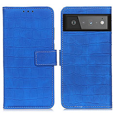 Coque Portefeuille Livre Cuir Etui Clapet K07Z pour Google Pixel 6 5G Bleu