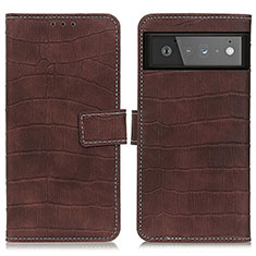 Coque Portefeuille Livre Cuir Etui Clapet K07Z pour Google Pixel 6 5G Marron