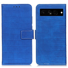 Coque Portefeuille Livre Cuir Etui Clapet K07Z pour Google Pixel 7 Pro 5G Bleu