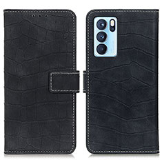 Coque Portefeuille Livre Cuir Etui Clapet K07Z pour Oppo Reno6 Pro 5G India Noir