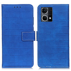 Coque Portefeuille Livre Cuir Etui Clapet K07Z pour Oppo Reno7 4G Bleu