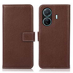 Coque Portefeuille Livre Cuir Etui Clapet K07Z pour Vivo iQOO Z6 Pro 5G Marron