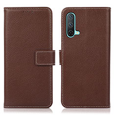 Coque Portefeuille Livre Cuir Etui Clapet K08Z pour OnePlus Nord CE 5G Marron