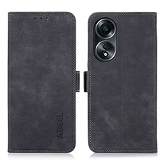 Coque Portefeuille Livre Cuir Etui Clapet K08Z pour Oppo A18 Noir