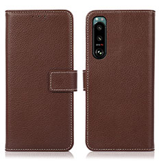 Coque Portefeuille Livre Cuir Etui Clapet K08Z pour Sony Xperia 5 III Marron