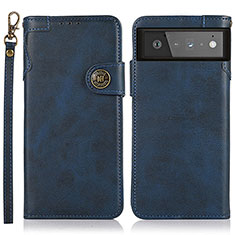 Coque Portefeuille Livre Cuir Etui Clapet K09Z pour Google Pixel 6 5G Bleu