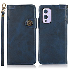 Coque Portefeuille Livre Cuir Etui Clapet K09Z pour OnePlus 9 5G Bleu