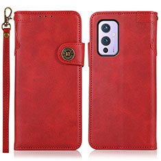 Coque Portefeuille Livre Cuir Etui Clapet K09Z pour OnePlus 9 5G Rouge