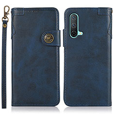 Coque Portefeuille Livre Cuir Etui Clapet K09Z pour OnePlus Nord CE 5G Bleu