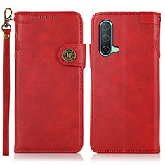 Coque Portefeuille Livre Cuir Etui Clapet K09Z pour OnePlus Nord CE 5G Rouge