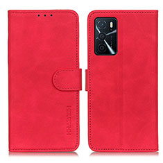 Coque Portefeuille Livre Cuir Etui Clapet K09Z pour Oppo A16 Rouge