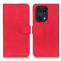 Coque Portefeuille Livre Cuir Etui Clapet K09Z pour Oppo Find X5 Pro 5G Rouge