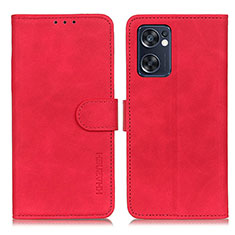 Coque Portefeuille Livre Cuir Etui Clapet K09Z pour Oppo Reno7 SE 5G Rouge