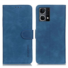 Coque Portefeuille Livre Cuir Etui Clapet K09Z pour Oppo Reno8 4G Bleu