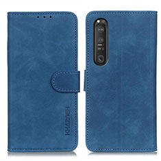 Coque Portefeuille Livre Cuir Etui Clapet K09Z pour Sony Xperia 1 III Bleu